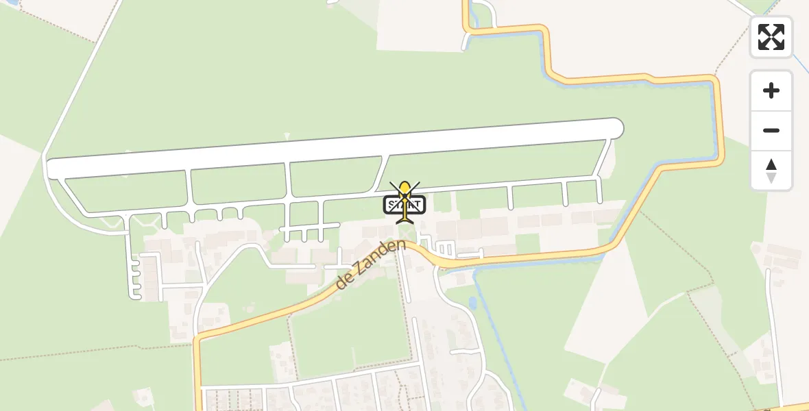 Routekaart van de vlucht: Ambulancehelikopter naar Vliegveld Teuge, de Zanden