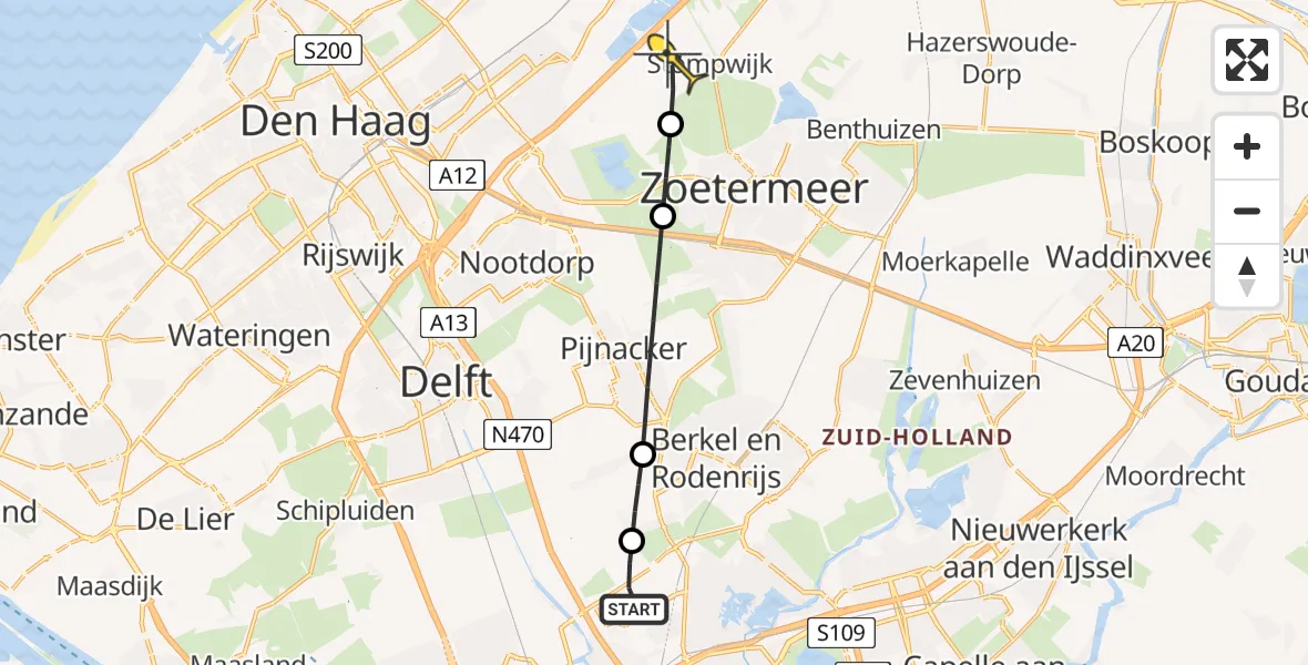 Routekaart van de vlucht: Lifeliner 2 naar Leidschendam, Brandenburgbaan