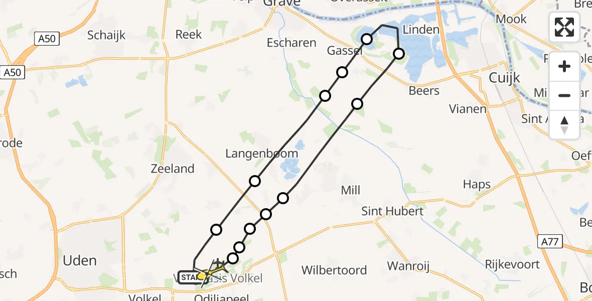 Routekaart van de vlucht: Lifeliner 3 naar Vliegbasis Volkel, Houtvennen
