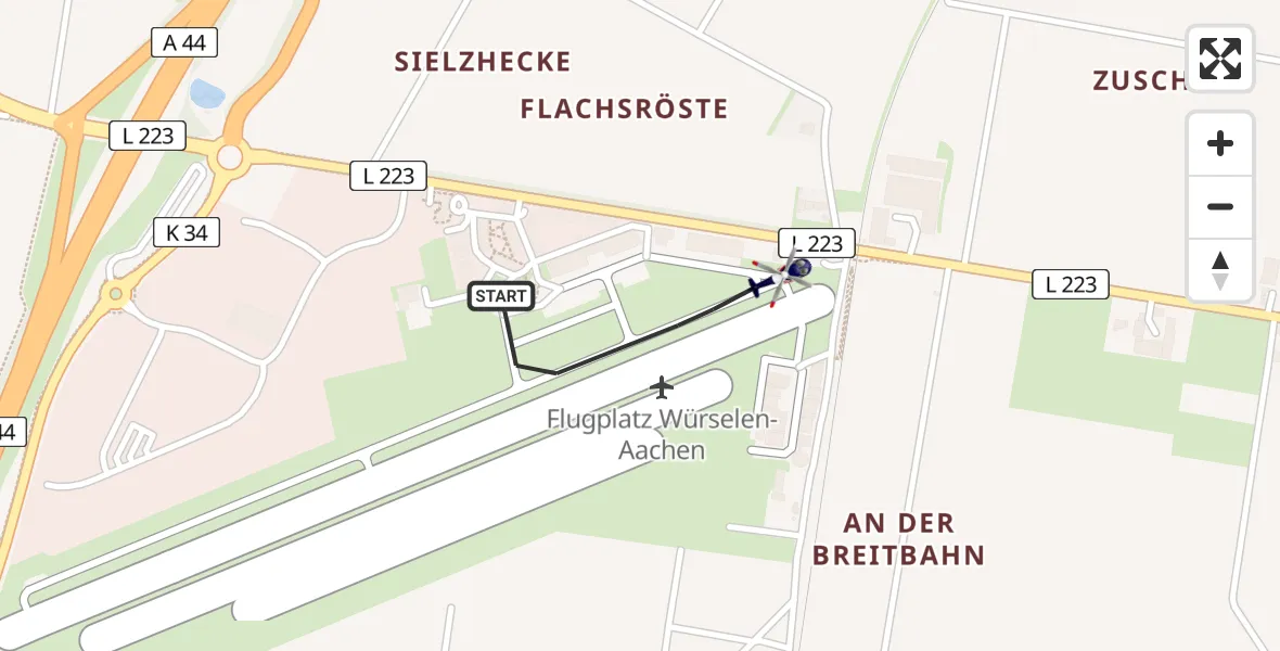 Vluchtroute Politiehelikopter Würselen - Würselen, 29 juli 2025, 10:02