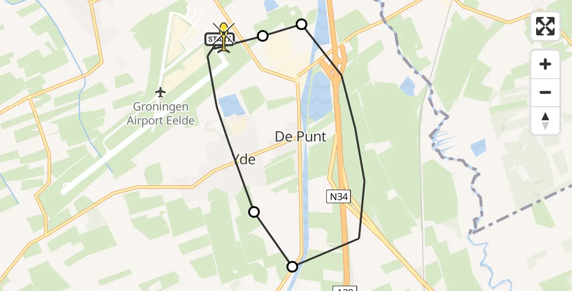 Routekaart van de vlucht: Lifeliner 4 naar Groningen Airport Eelde, Duinstraat