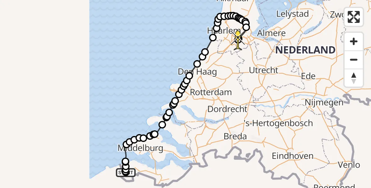 Routekaart van de vlucht: Politieheli naar Schiphol, Diomedeweg