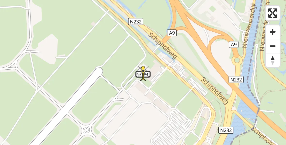 Vluchtroute Politiehelikopter van Schiphol naar Schiphol