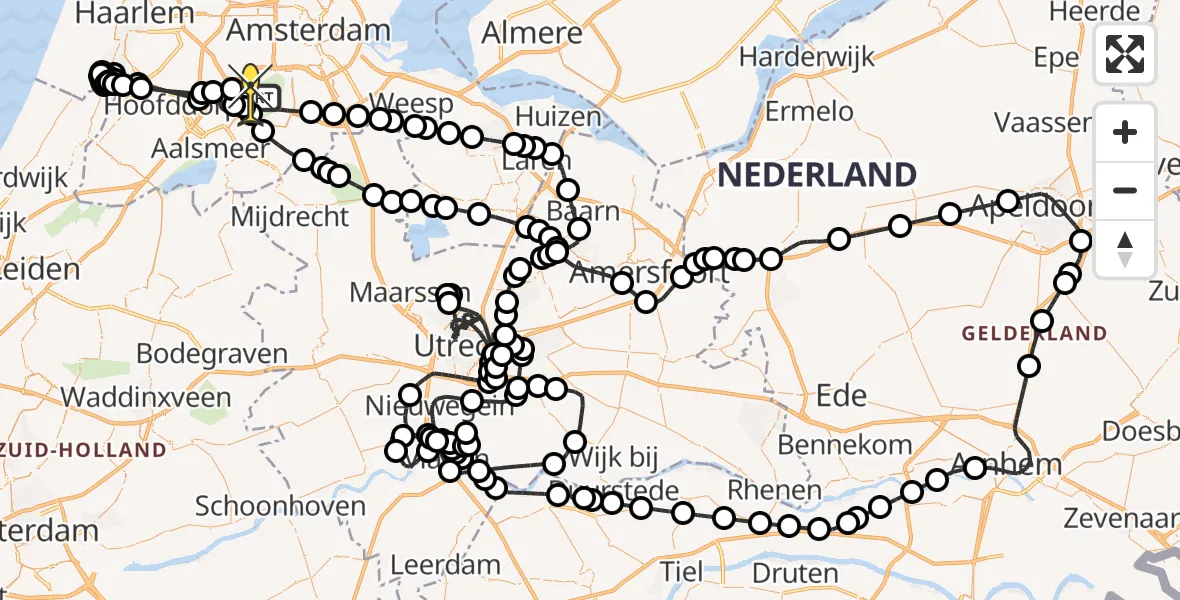 Routekaart van de vlucht: Politieheli naar Schiphol, Kemajoranstraat