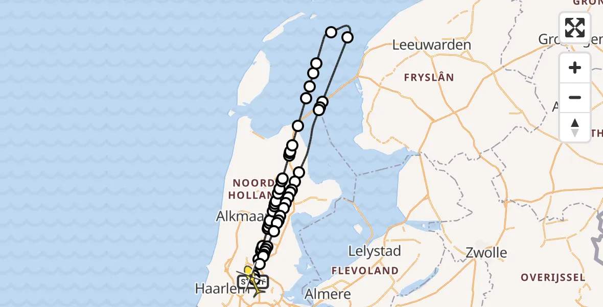 Routekaart van de vlucht: Lifeliner 1 naar Amsterdam Heliport, Hoofdtocht