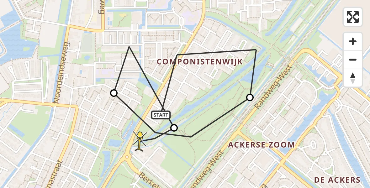Vluchtroute Politiehelikopter van Berkel en Rodenrijs naar Berkel en Rodenrijs