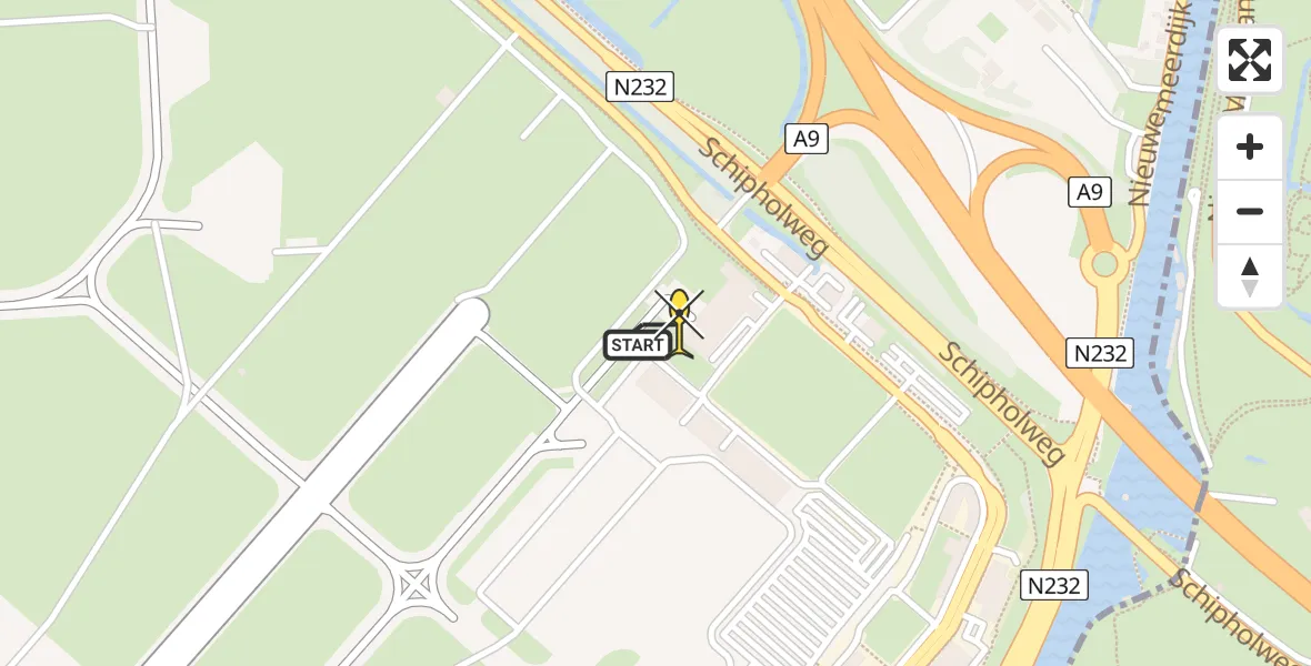 Vluchtroute Politiehelikopter van Schiphol naar Schiphol