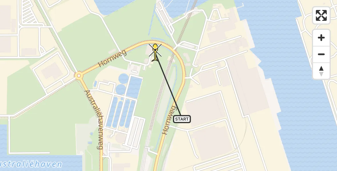 Routekaart van de vlucht: Lifeliner 1 naar Amsterdam Heliport, Hornweg