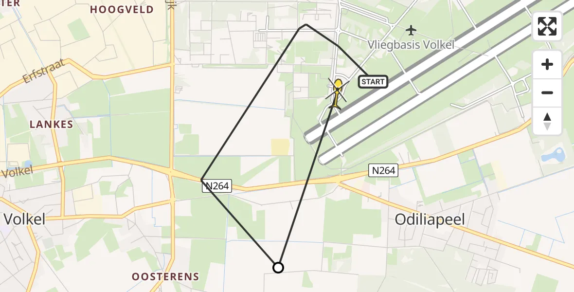 Routekaart van de vlucht: Lifeliner 3 naar Vliegbasis Volkel, Rondweg Volkel