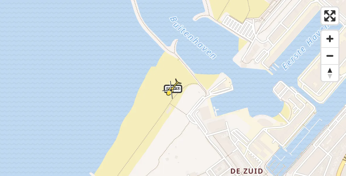 Routekaart van de vlucht: Lifeliner 2 naar Den Haag, Zuiderstrand