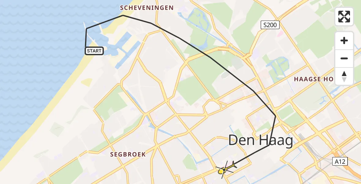 Routekaart van de vlucht: Lifeliner 2 naar Den Haag, BAZ V Terrein 2013
