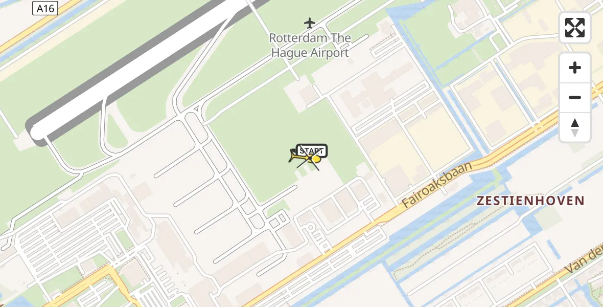 Routekaart van de vlucht: Politiehelikopter naar Rotterdam The Hague Airport, Brandenburgbaan