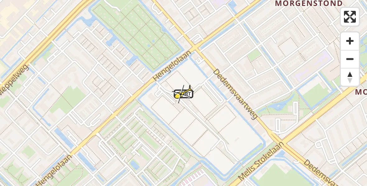 Routekaart van de vlucht: Lifeliner 2 naar Den Haag, Dedemsvaartweg