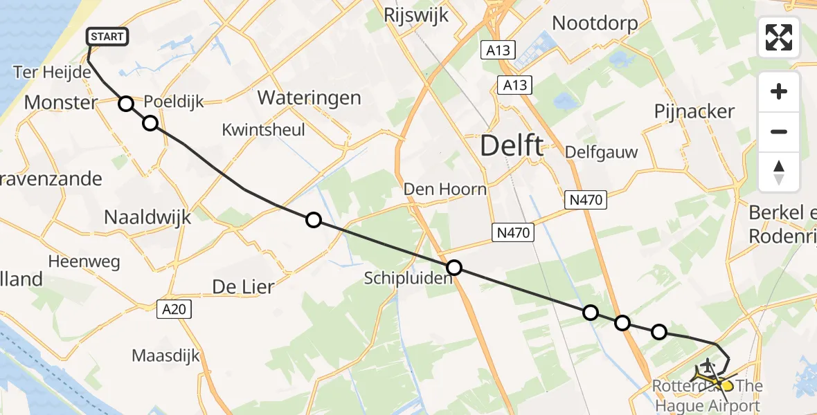 Routekaart van de vlucht: Lifeliner 2 naar Rotterdam The Hague Airport, Oudenborch