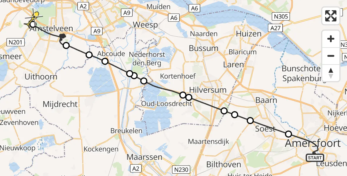 Routekaart van de vlucht: Politiehelikopter naar Schiphol, Snoeckgensheuvel