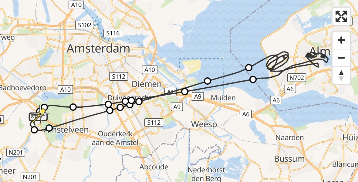 Vluchtroute Politiehelikopter van Schiphol naar Schiphol