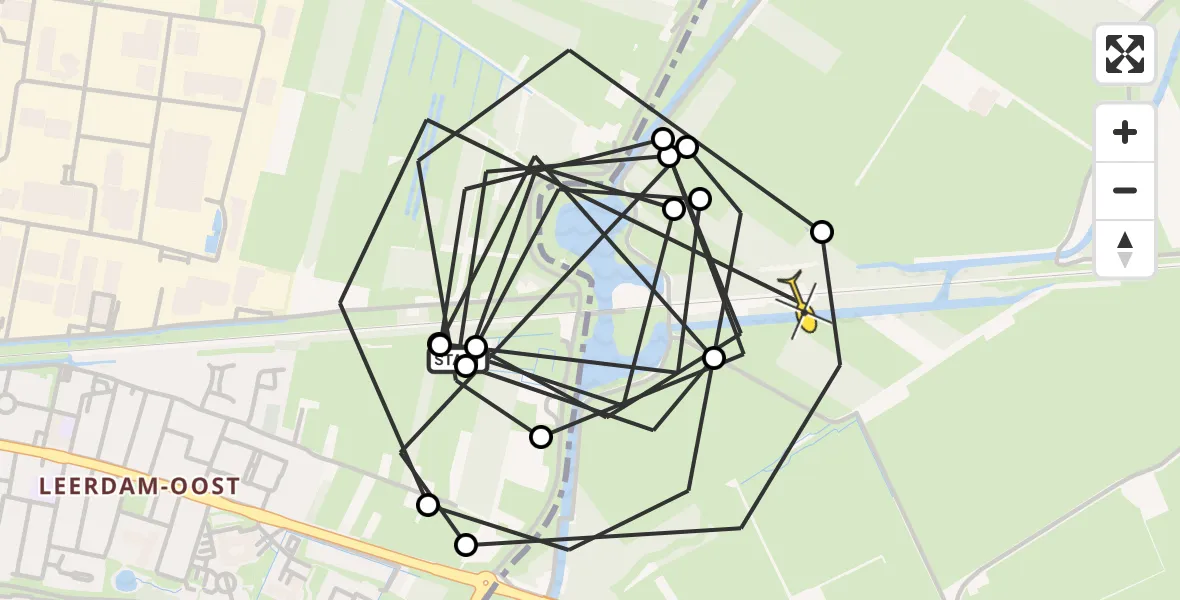 Routekaart van de vlucht: Politiehelikopter naar Acquoy, Acquoyseweg