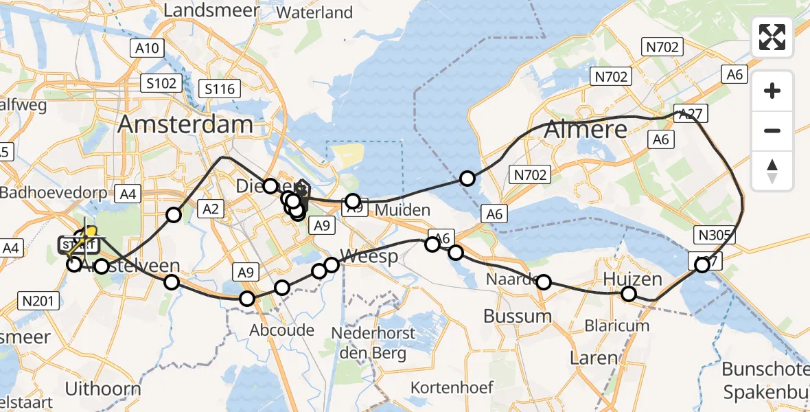 Routekaart van de vlucht: Politiehelikopter naar Schiphol, Mr. Jac. Takkade