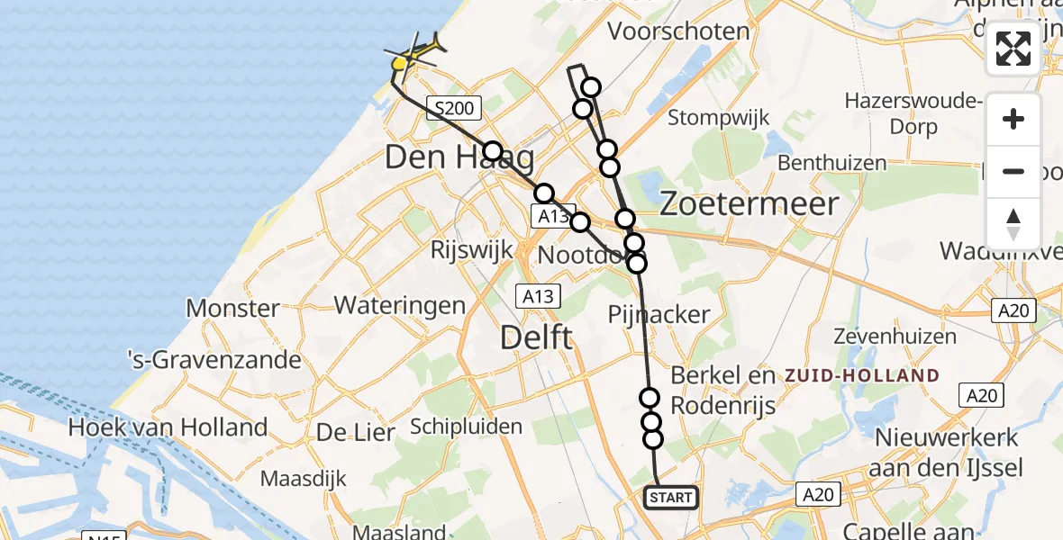 Routekaart van de vlucht: Lifeliner 2 naar Den Haag, Het Kerkehout