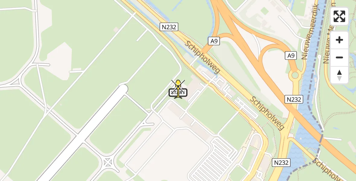 Vluchtroute Politiehelikopter van Schiphol naar Schiphol