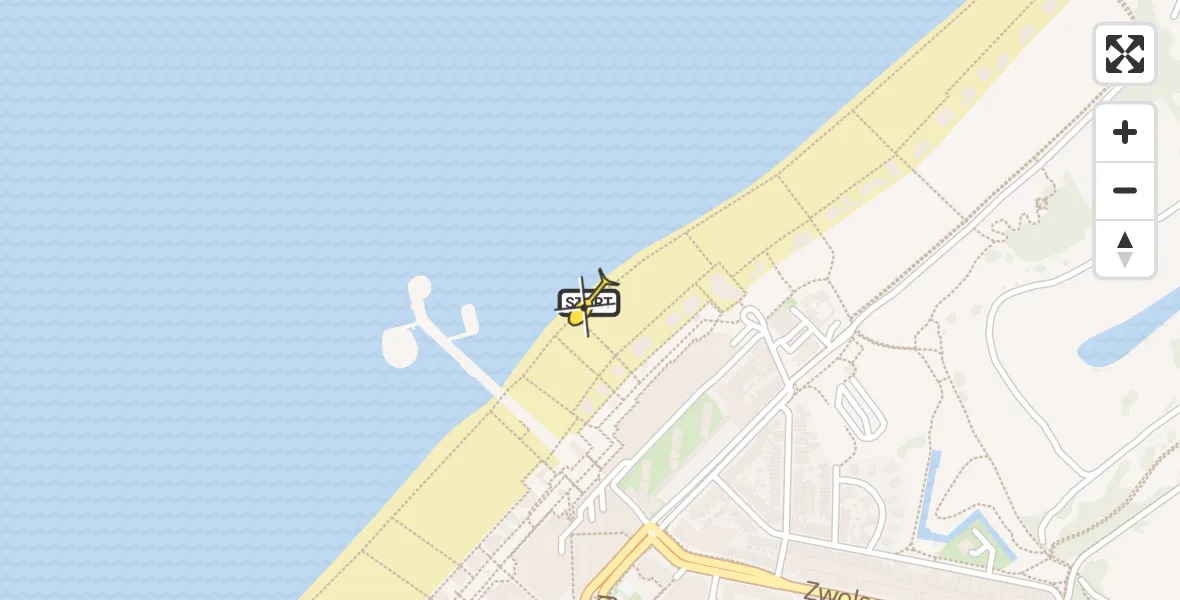 Routekaart van de vlucht: Lifeliner 2 naar Den Haag, Strandweg