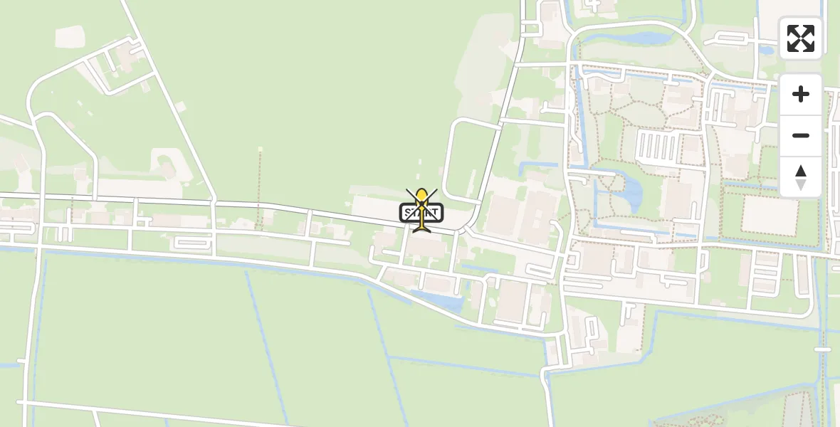 Routekaart van de vlucht: Ambulanceheli naar Vliegbasis Leeuwarden, Keegsdijkje