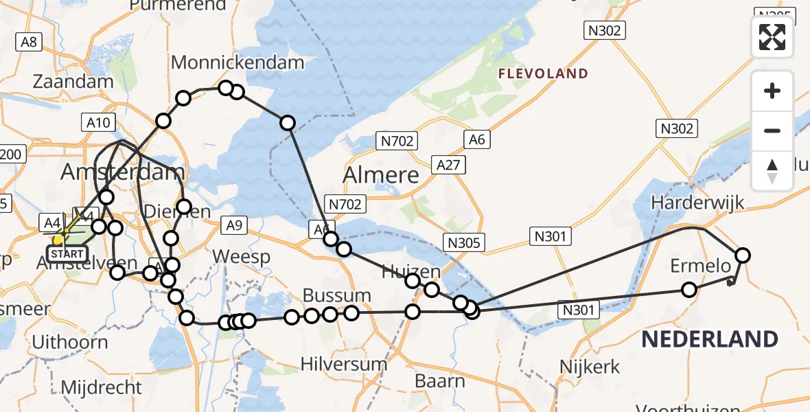 Routekaart van de vlucht: Politiehelikopter naar Amsterdam, Jan Tooropplantsoen