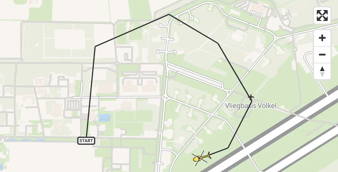Routekaart van de vlucht: Lifeliner 3 naar Vliegbasis Volkel, Zeelandsedijk