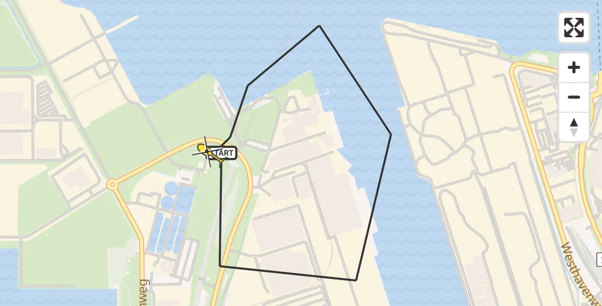 Routekaart van de vlucht: Lifeliner 1 naar Amsterdam Heliport, Elbaweg