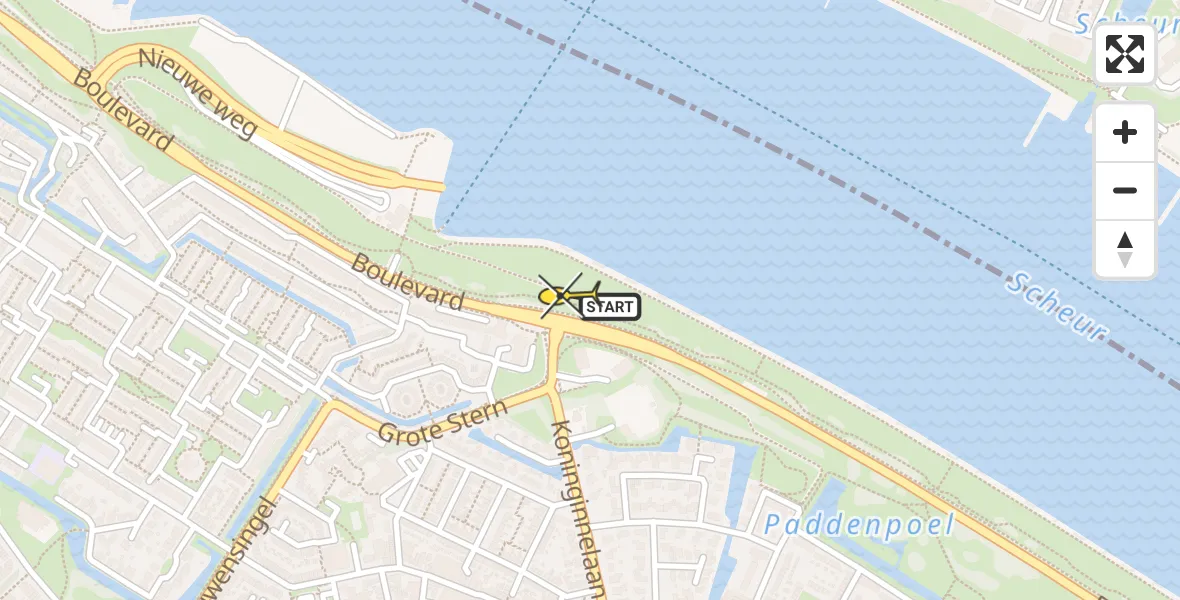 Routekaart van de vlucht: Lifeliner 2 naar Rozenburg, Koninginnelaan