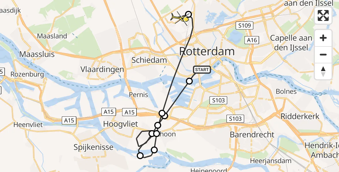 Routekaart van de vlucht: Lifeliner 2 naar Rotterdam The Hague Airport, Sint-Jobsweg