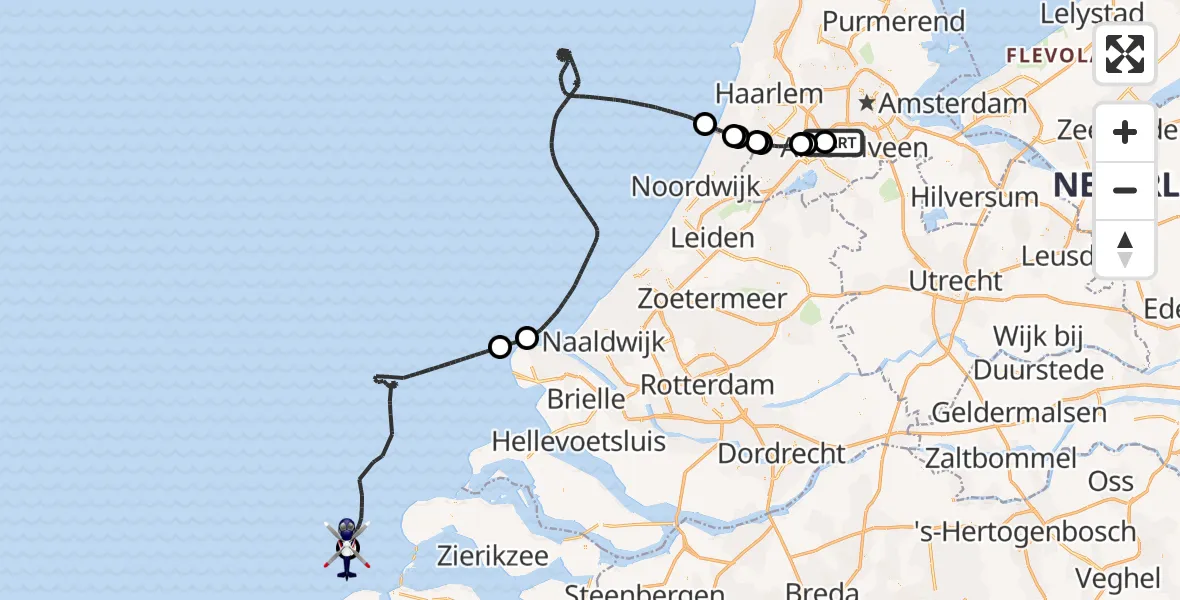 Vluchtroute Politiehelikopter Schiphol - , 01 augustus 2025, 06:51