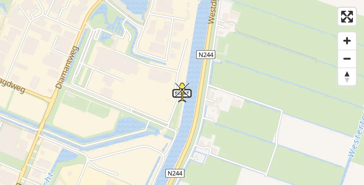Routekaart van de vlucht: Lifeliner 1 naar Alkmaar, Westdijk