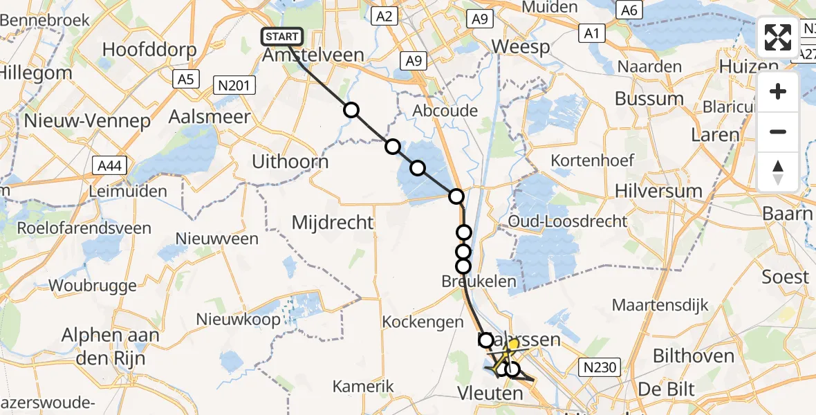 Routekaart van de vlucht: Politiehelikopter naar Maarssen, Kleine Noorddijk