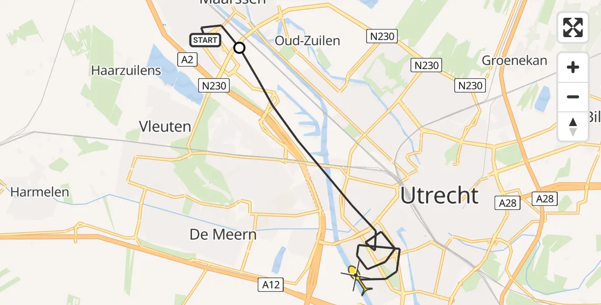 Routekaart van de vlucht: Politieheli naar Utrecht, Computerweg