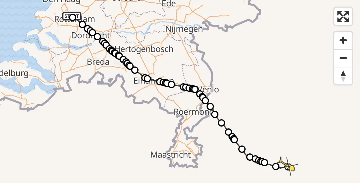 Routekaart van de vlucht: Traumaheli naar Sankt Augustin, Welschapstraat