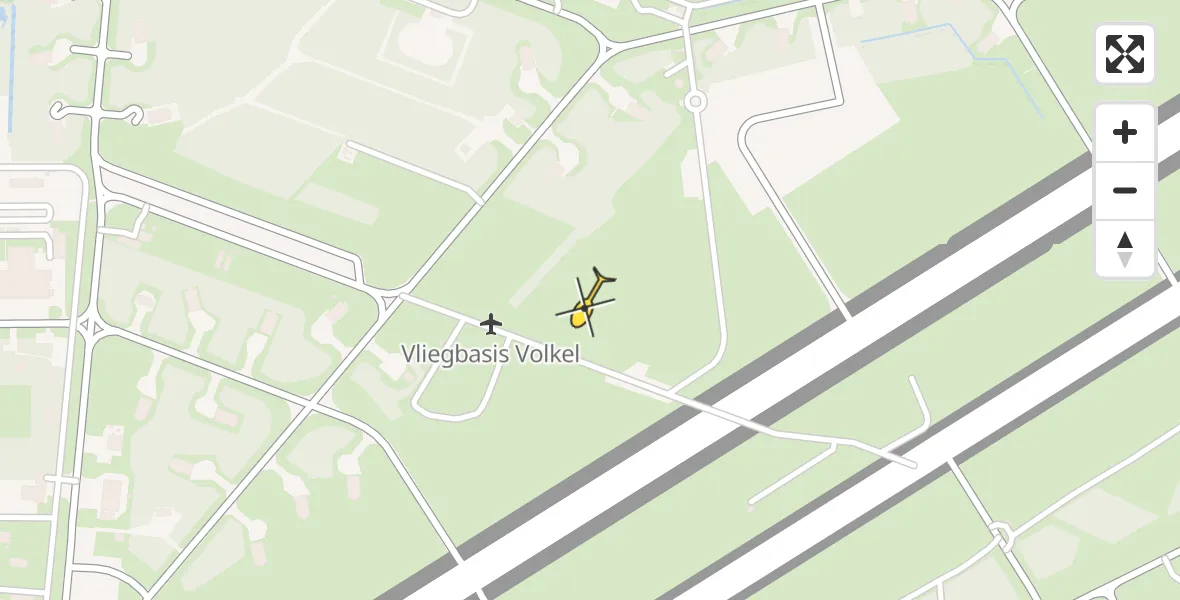 Routekaart van de vlucht: Politieheli naar Vliegbasis Volkel