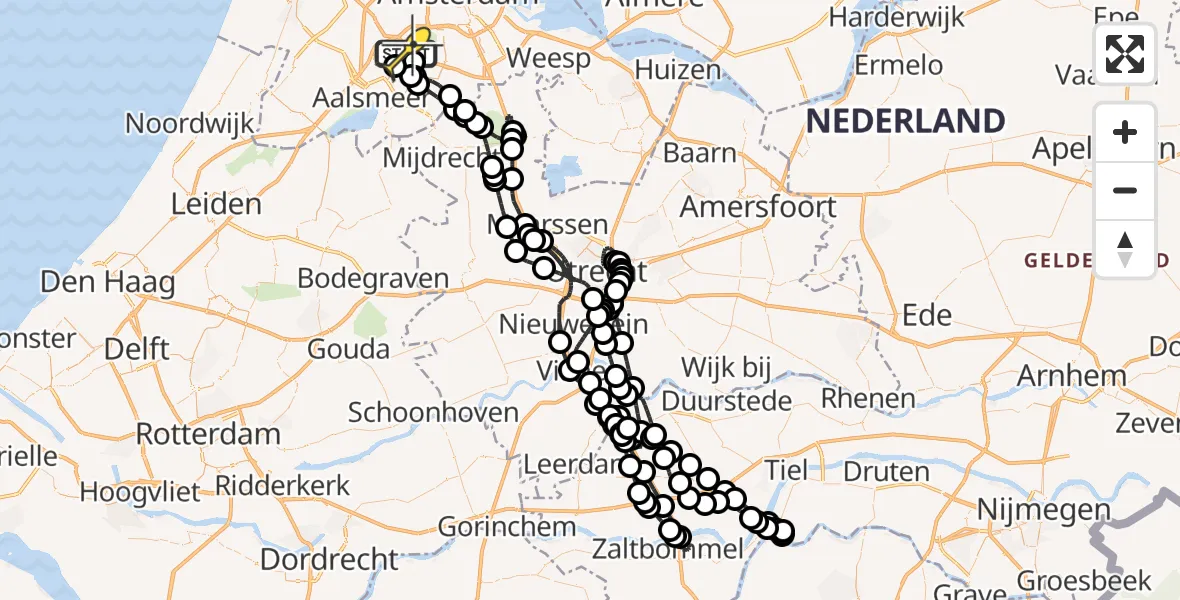 Vluchtroute Politiehelikopter van Schiphol naar Schiphol