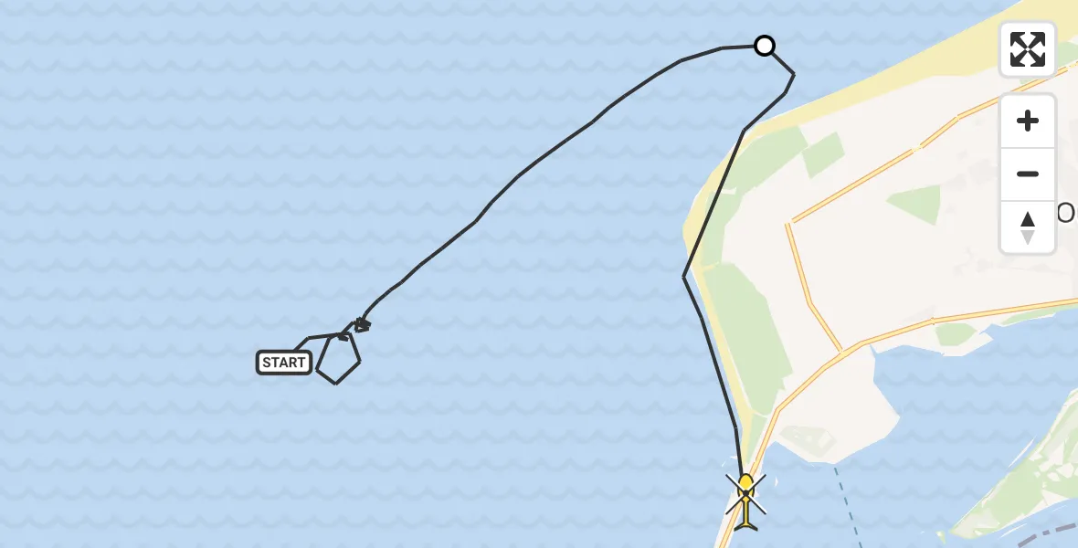 Routekaart van de vlucht: Politieheli naar Ouddorp, Brouwersdam binnenzijde