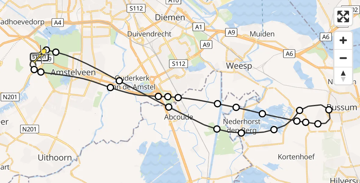 Vluchtroute Politiehelikopter van Schiphol naar Schiphol