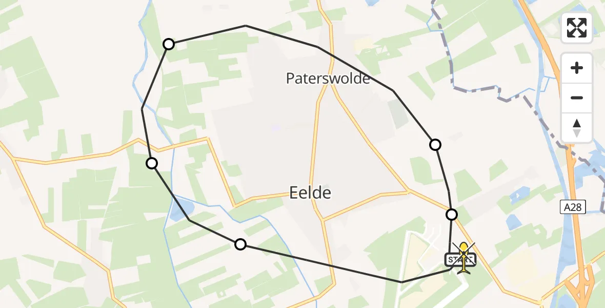 Routekaart van de vlucht: Lifeliner 4 naar Groningen Airport Eelde, Molenweg
