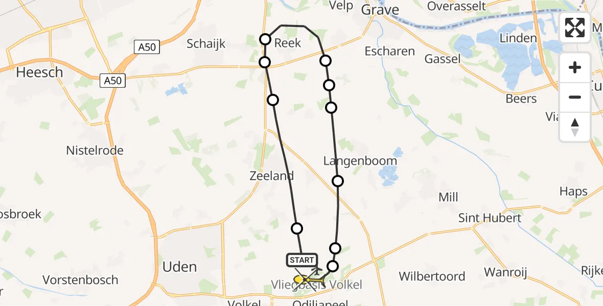Routekaart van de vlucht: Lifeliner 3 naar Vliegbasis Volkel, Bovenste Trent