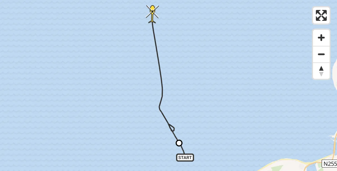 Routekaart van de vlucht: Kustwachthelikopter naar 