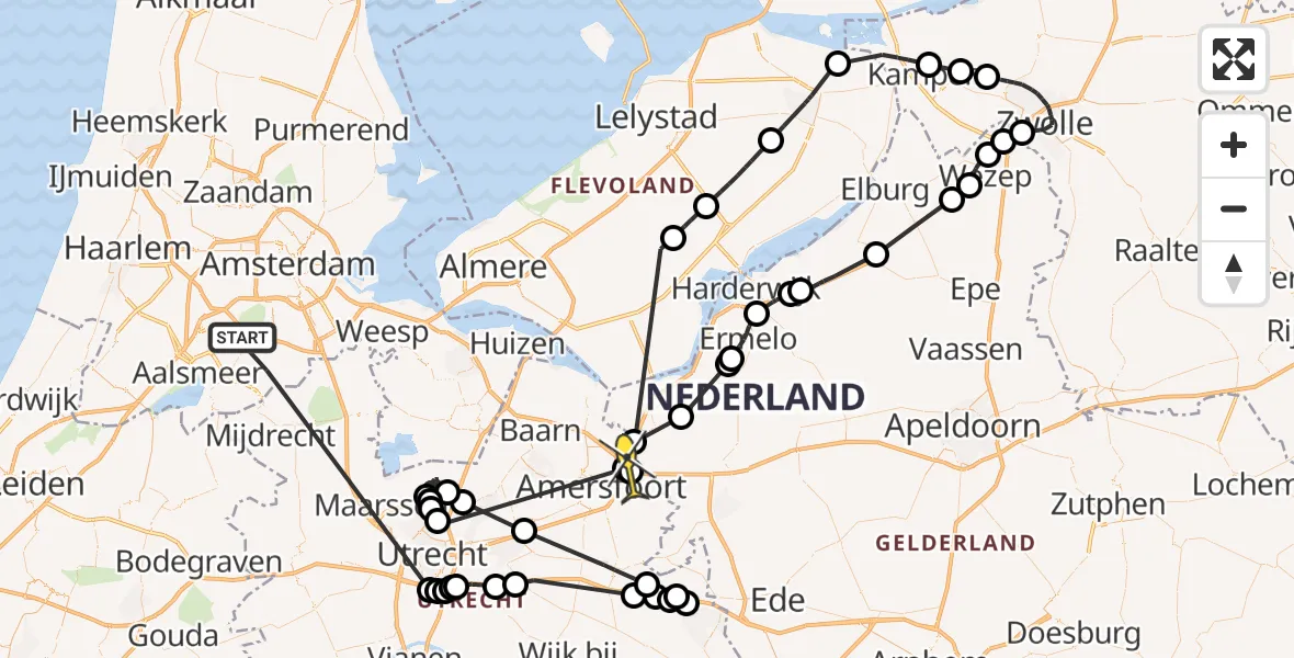 Routekaart van de vlucht: Politieheli naar Amersfoort, Beneluxbaan