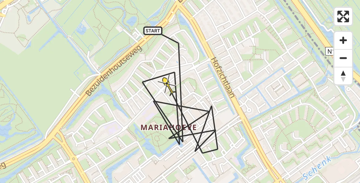 Routekaart van de vlucht: Politieheli naar Den Haag, Diamanthorst