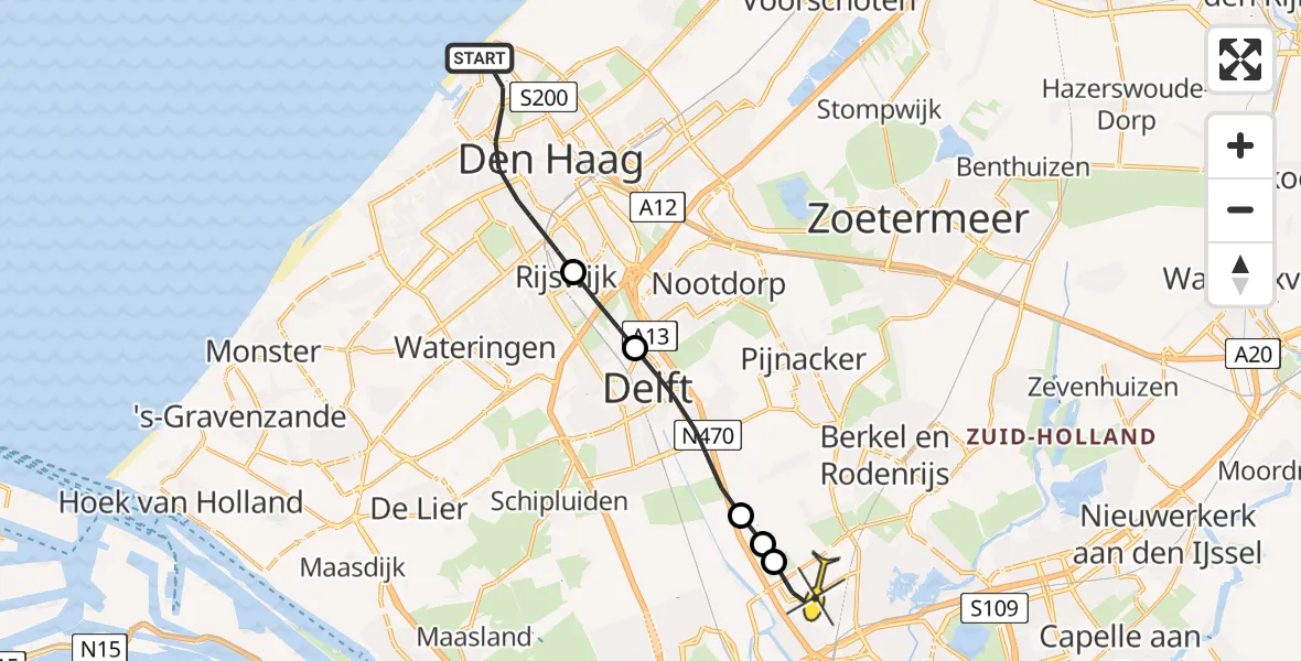 Routekaart van de vlucht: Lifeliner 2 naar Rotterdam The Hague Airport, Belvédèreweg