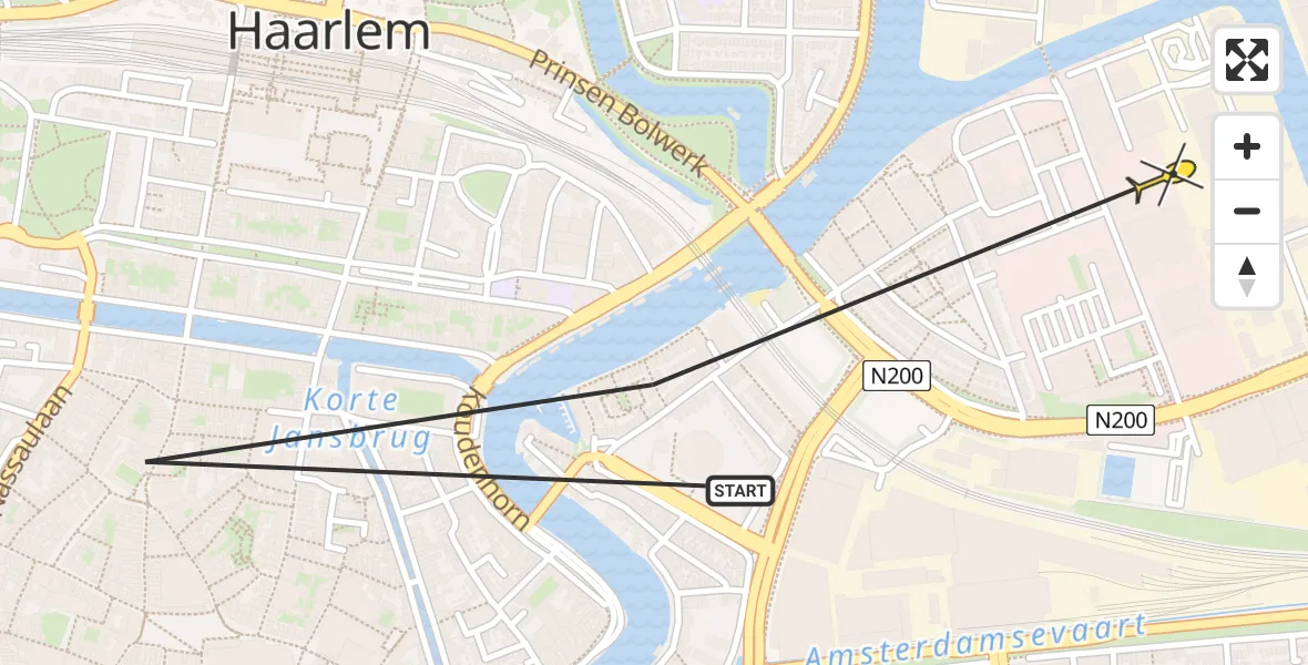 Routekaart van de vlucht: Politieheli naar Haarlem, Kaapstanderstraat