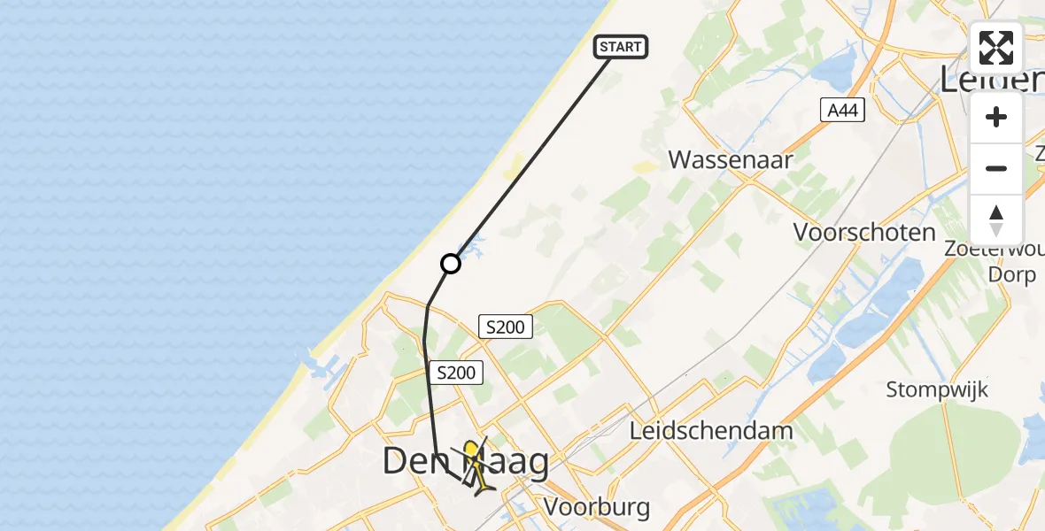 Routekaart van de vlucht: Politiehelikopter naar Den Haag, De Wassenaarse Slag