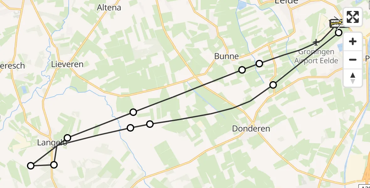 Routekaart van de vlucht: Lifeliner 4 naar Groningen Airport Eelde, Lugtenbergerweg