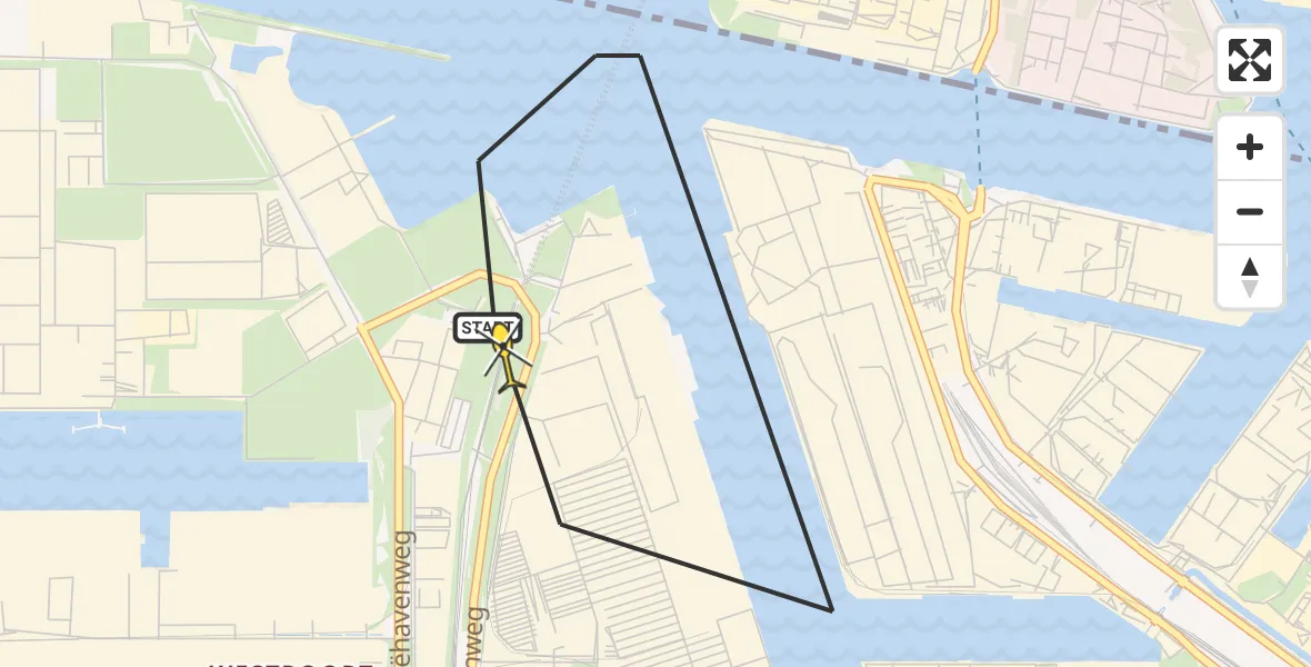 Routekaart van de vlucht: Lifeliner 1 naar Amsterdam Heliport, Grote Tocht